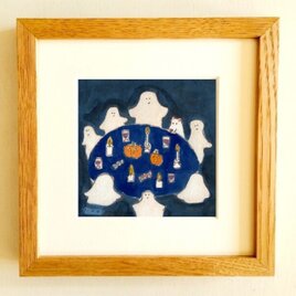 ミニ原画・額入り】「コスモス」※ボックス額（12㎝角）水彩画・花の絵