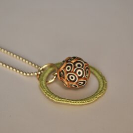 ボールチェーンネックレスまる　02　yellow×gold black kinari cha