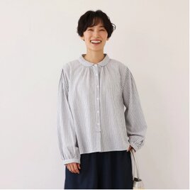リネン100％ドロップスリーブ七分袖ブラウスゆったり ライト