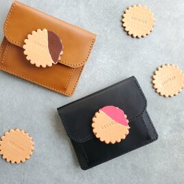 ◆レトロなビスケットが可愛い薄型財布◆　レディース　メンズ　ミニ財布　二つ折り財布　プレゼント　ギフト　個性的　薄型　コンパクト