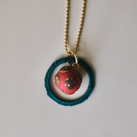 ボールチェーンネックレスまる　03 green×pink gold green orange purple