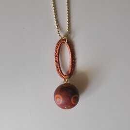 ボールチェーンネックレス　ダエン　01 orange×copper orange yellow green pink