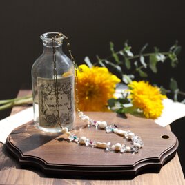 ストレスフリーなマンテル留め具！サージカルステンレス製！ミックスパールと天然石のハーフネックレス #1288