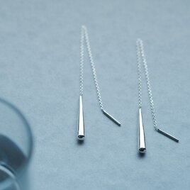 ロング ドロップ チェーン ピアス シルバー925