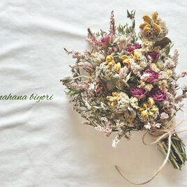 セージとミニ薔薇のスワッグ･ブーケ