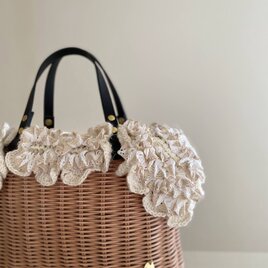 オーダー】手編みの籐かごバッグ/Megg Bag panier/ギンガム
