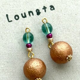 チェコビーズピアス コットンパール風ピアス 樹脂ピアス