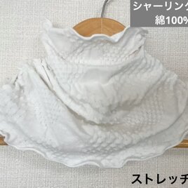 綿90%ターバン兼用デニム風＆ブルー花柄&ドットハンドメイドネック  