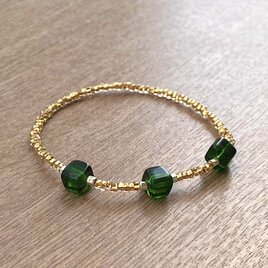 ビーズブレスレット No.106アクアマリン シルバー925 ヴィンテージ