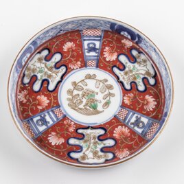 大聖寺伊万里 金襴手唐華文四寸皿 明治時代 E1393B 個体A