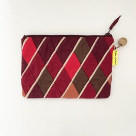 ピースワークポーチ ダイヤ柄 043 (autumn leaves red)