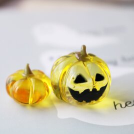 ガラスのハロウィン　ミニチュアジャックオランタン（イエロー透明）