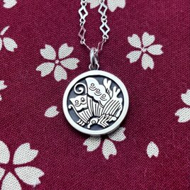 家紋 ネックレス（丸に揚羽蝶紋）/シルバー925 つけっぱなし/和風 着物/男性へのプレゼント