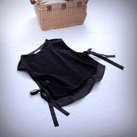 美品 liplneゆるりと大人かわいいサロペットワイドパンツ-リネン/ブラック ゆるりと大人かわいいサロペットワイドパンツ-リネン/ブラック