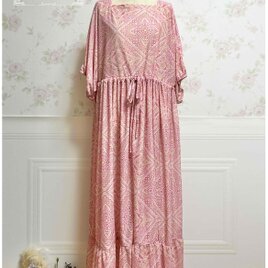 フリーサイズワンピース【エスニック柄ピンク】