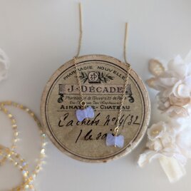 紫クオーツのリボンピアス（チェーンピアス）