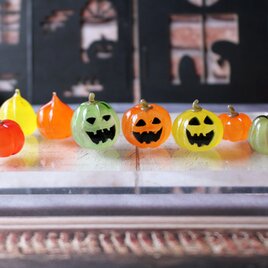 ガラスのハロウィン　ミニチュアジャックオランタン（半透明ビビッドカラー多め）