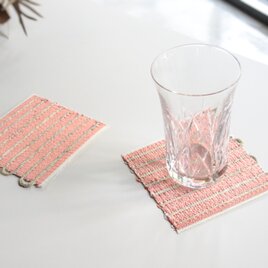 藤布：コースター 薄紅色