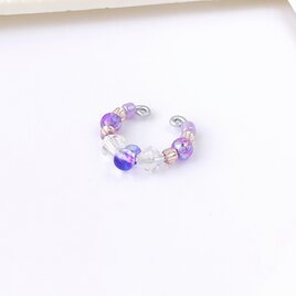 〈軽い〉〈痛くない〉2wayパープルグラデーションイヤーカフ・イヤリング・フェイクピアス・ノンホールピアス(片耳用)(調節可能)