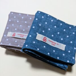 PURE*Wガーゼハンカチ*3mmドット 2枚セット 37*37