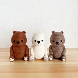 小さいサイズ＊羊毛フェルトのおすわりベア【受注生産】 | iichi