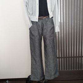 デニムストレートパンツ　ブラックグレー