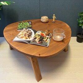 送料無料】 ローテーブル 丸形 60cm スギ 折りたたみ脚 | iichi