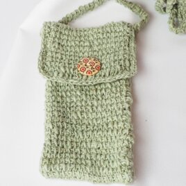 スマホポーチ☆マテ染め、ふた付き