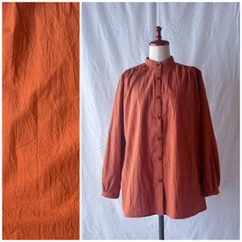 不思議な魅力のネロリシャツ：長袖：70cm丈（シュリンクシーチング：テラコッタオレンジ）