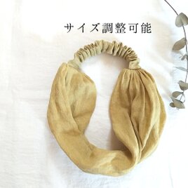 調整可能リネンのターバン...イエロー...薄手