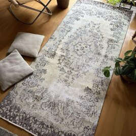 トルコヴィンテージラグ 111×202 深みある青 ボルドー
