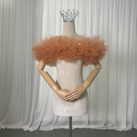 人気上昇！テラコッタ色 オフショルダー カラードレス