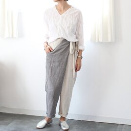 45R コットンリネンカットワーク刺繍ワンピース 春色花のカットワーク裾刺繍リネンワンピース | iichi 日々の