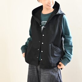 フーディベスト・コットンギャバ：ブラック