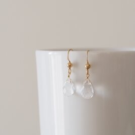 14kgf：ローズクォーツのシンプル5粒ピアス（イヤリング）№9126