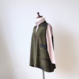 着物リメイク 大島紬のジレ お花の ポケット付き | iichi 日々の