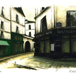 モンマルトル風景画　油絵F12 風景画 パリ 油絵「モンマルトルの本屋」 | iichi 日々の暮らし