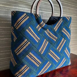 結城紬藍紅型名古屋帯【値下げしました】【送料無料】 | iichi