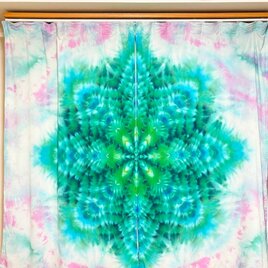 タイダイ染め Tシャツ XLサイズ 曼荼羅 ブルー×ピンク ムラ染め