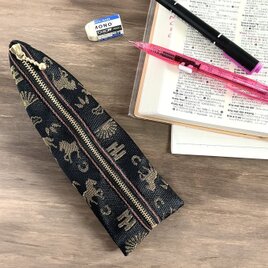 スチームパンク】水引 ブローチ ブルー 帯留 ロボット 歯車