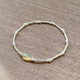 ビーズブレスレット No.106アクアマリン シルバー925 ヴィンテージビーズ ビーズブレスレット No.106 アクアマリン シルバー925