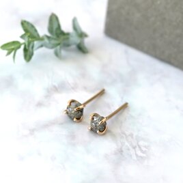 原石ダイヤモンド14kgfスタッドピアス（両耳・ペア）　