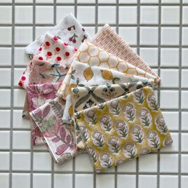 インド ブロックプリント生地 ミニカットクロス10枚セットvol.054 暖色系 ファブリック はぎれ IF0355