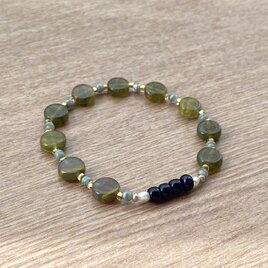 ビーズブレスレット No.106アクアマリン シルバー925 ヴィンテージビーズ ビーズブレスレット No.106 アクアマリン シルバー925