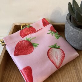 バネ口ラミネートポーチ　いちご