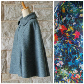 【エレガント ストール ケープ】落着きあるグレーの奥にヨーロッパの庭を秘めて ウール・アンゴラ　軽いです