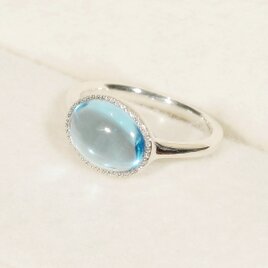 1.92ctブルートパーズとSV925のピンキーリング（指輪のサイズ：4号、天然石、11月の誕生石、ふくりん、ロジウム）