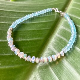 sv925*Opal & Sea Bracelet プレシャスオパール&アパタイト☆アジャスター