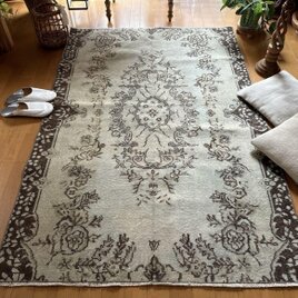 トルコヴィンテージラグ くすみパステルオレンジ 87×61 マット