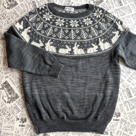 丸ヨークセーター　雪うさぎ